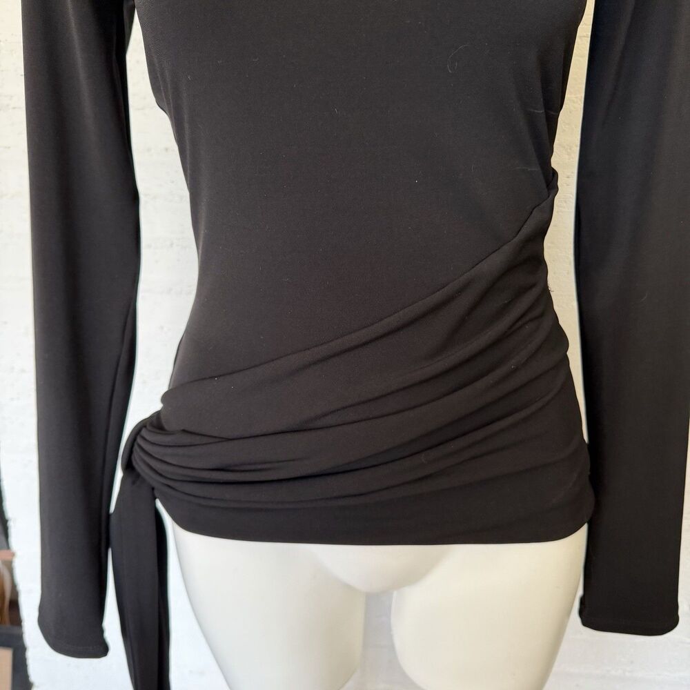 Cinq A Sept Shea Long Sleeve Turtleneck Wrap Top Black S - Picture 2 of 10